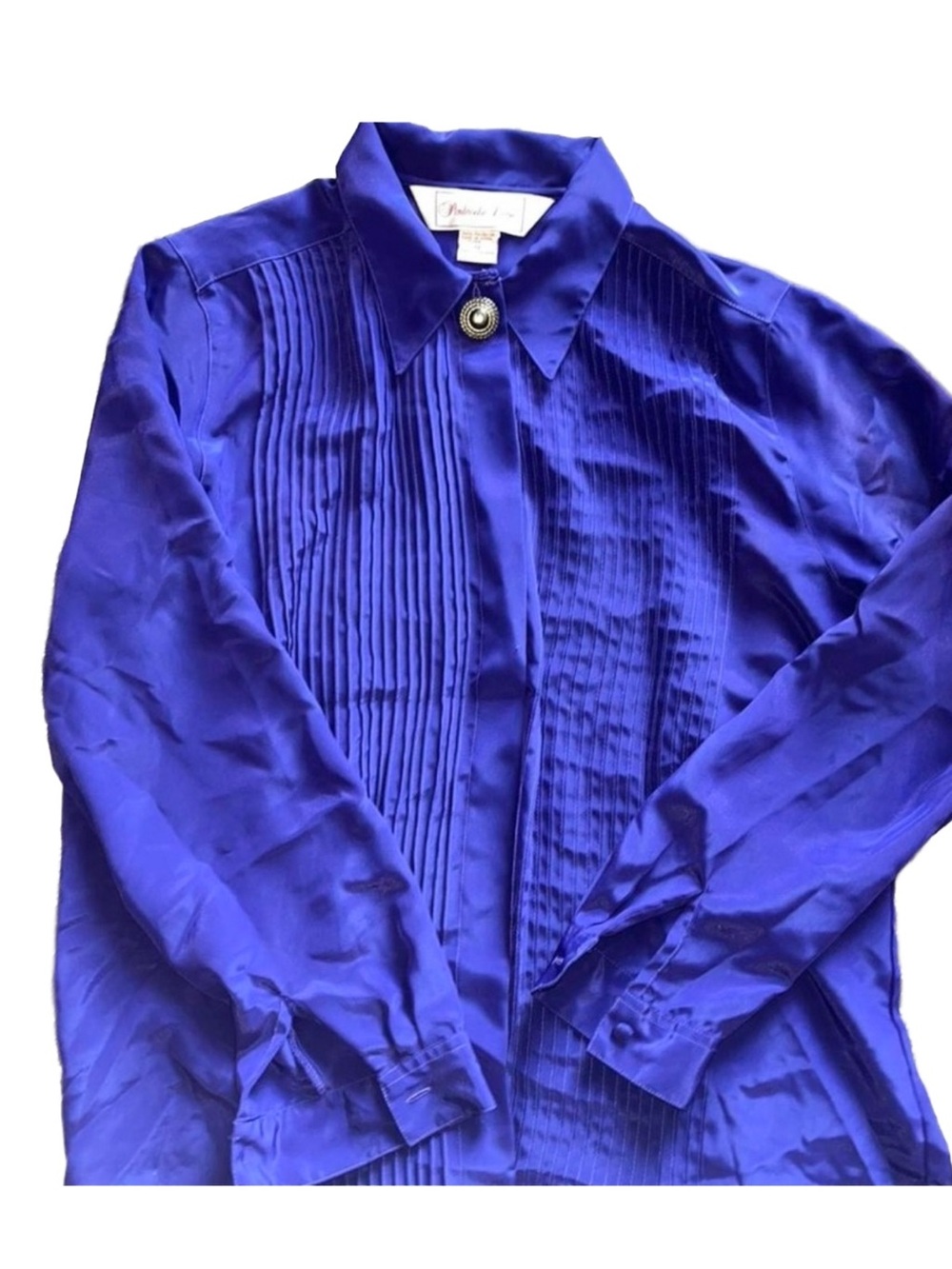 Penbrooke Lane Vintage Women's Purple Silky Button‎ Down Blouse, 12